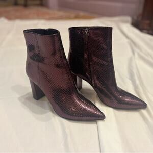 Marc Fisher Shiny Purple Metallic Heeled Boots